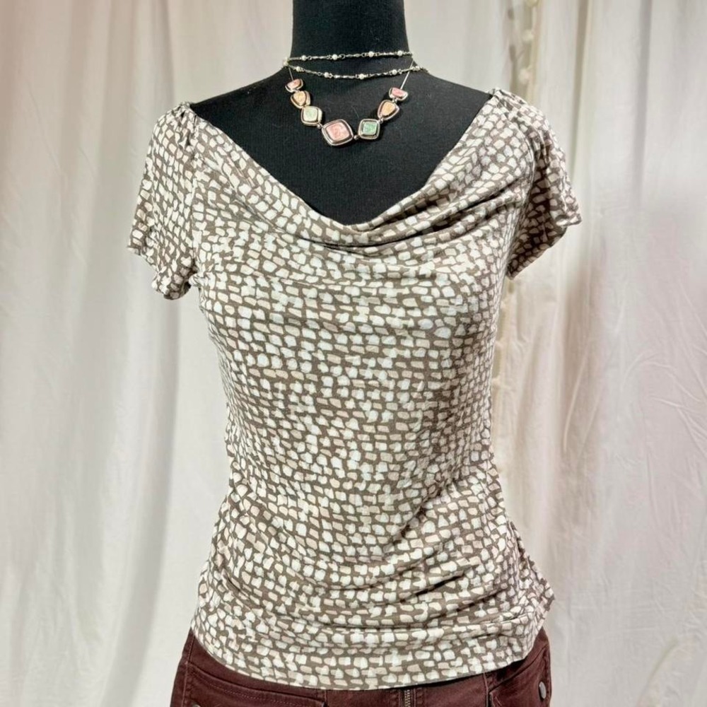 Banana Republic‎ Brown Abstract Print Cowl Neck Top – Size M